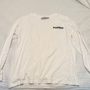 PLAYBOY White Long Sleeve Tee with Black Logo